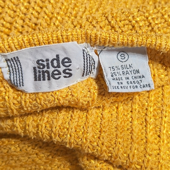 Vintage Sidelines Sz S Silk Blend Women's Mustard V-Neck Sweater - Picture 3 of 3